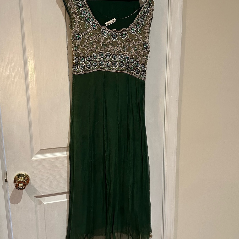 Elegant Green Embellished Dress